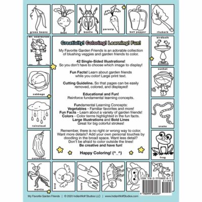 Back of the Coloring book with sample coloring page images.