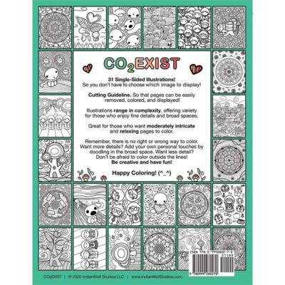 Coexist Coloring Book Back with sample page images.
