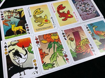 Hard proof of uncut Hanami Fusion Silver Edition playing cards.