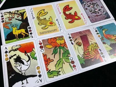 Hard proof of uncut Hanami Fusion Silver Edition playing cards.