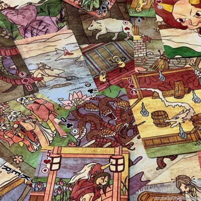 Night Parade Fusion hanafuda-poker Playing Cards with various yokai, hanafuda indices, and poker indices.