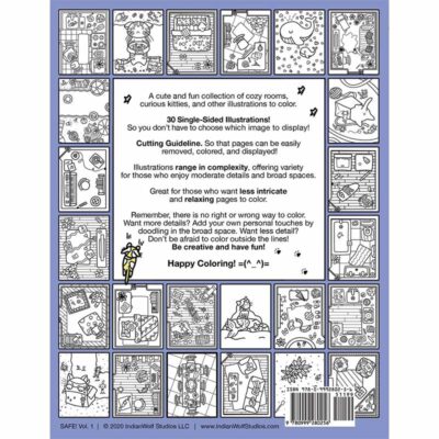 Back of the Coloring book with sample coloring page images.