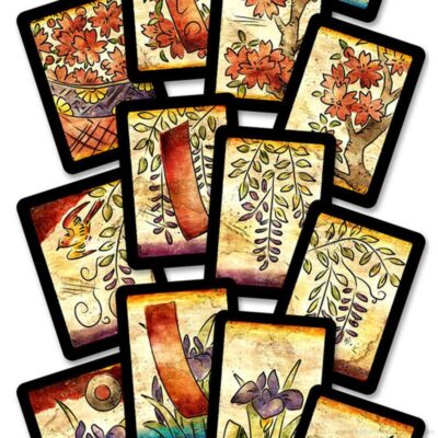 Sensu Hanafuda April wisteria playing cards