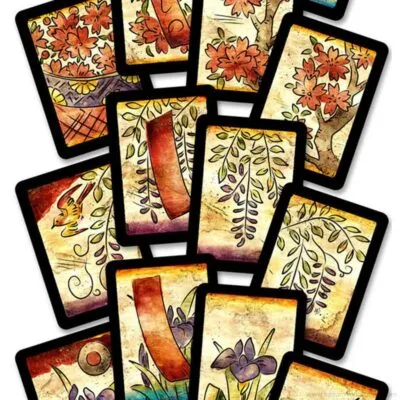 Sensu Hanafuda April wisteria playing cards