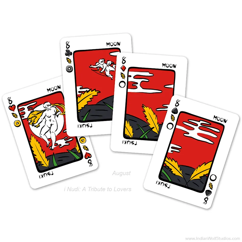 iNudi Fusion Cards August moon and suzuki grass with hanafuda and poker indices