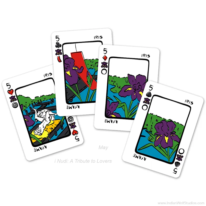 iNudi Fusion Cards May Iris with hanafuda and poker indices