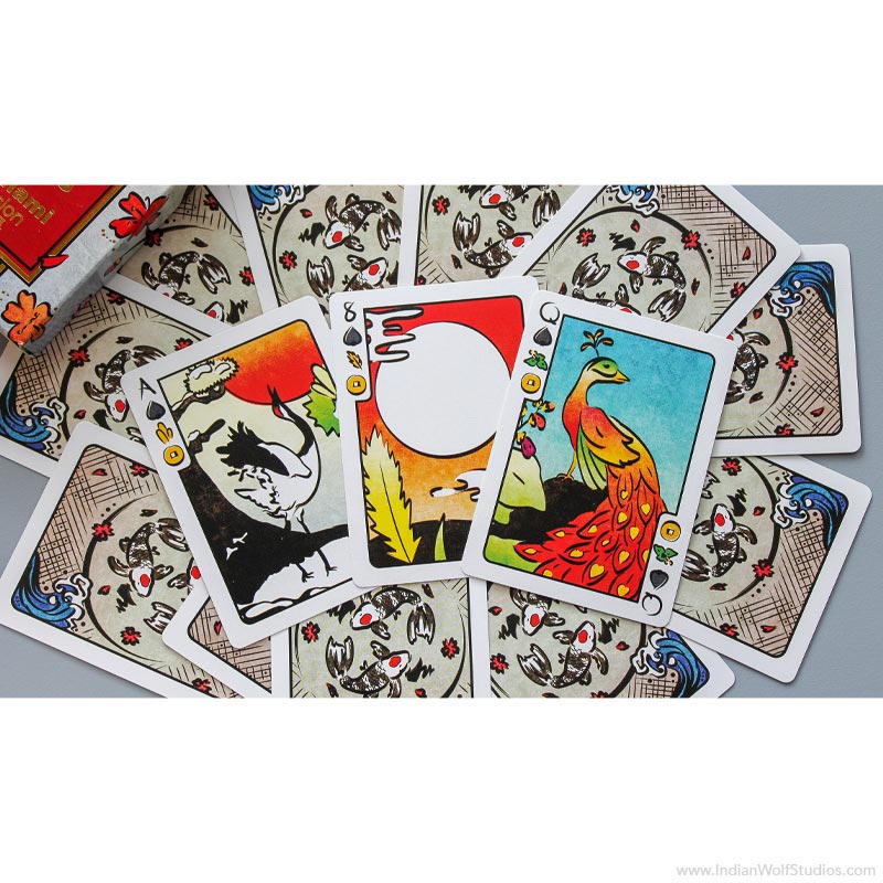 Hanami Fusion (hanafuda-poker) Playing Card Brights (crane, moon, phoenix)