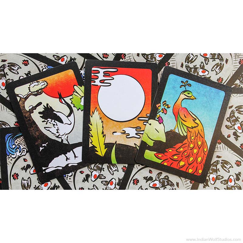 Hanami Hanafuda playing card Brights (Crane, Moon, Phoenix)