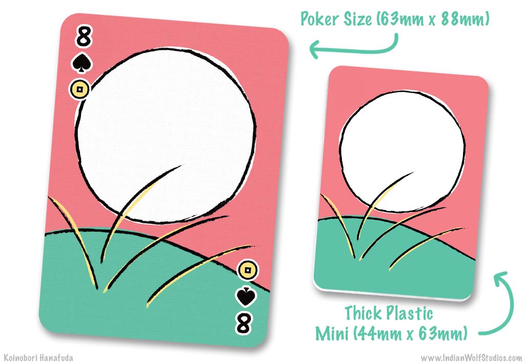 Playing card size comparion for Koinobori Fusion and Hanafuda.